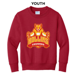 Edna Rollins Youth Fleece Crewneck Sweatshirt-Red