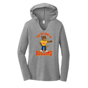 Edna Rollins District Made Ladies Perfect Tri Long Sleeve Hoodie Tee-Grey Frost