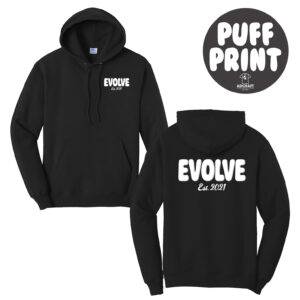 Evolve Unisex Basic Hooded Sweatshirt-Black PUFF PRINT