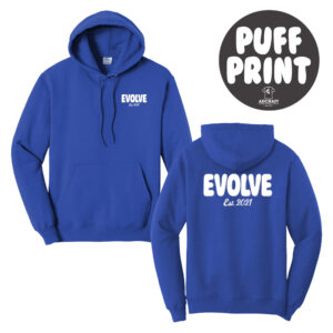 Evolve Unisex Fleece Hooded Sweatshirt-True Royal  PUFF PRINT