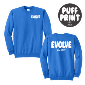 Evolve Unisex Fleece Crewneck Sweatshirt-Royal PUFF PRINT