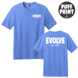 Evolve Unisex Premium Short Sleeve Tee-Heather Royal PUFF PRINT