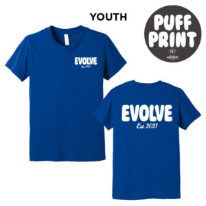 Evolve Youth Premium Short Sleeve Tee-Royal PUFF PRINT