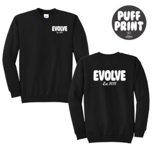 Evolve Unisex Fleece Crewneck Sweatshirt-Black PUFF PRINT