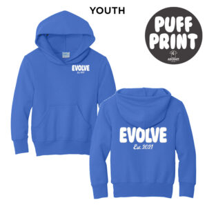 Evolve Youth Fleece Hooded Sweatshirt-Royal PUFF PRINT