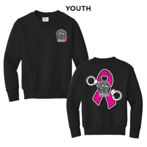 Fulton Breast Cancer Youth Fleece Crewneck Sweatshirt-Black