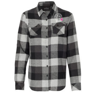 Fulton Breast Cancer Burnside – Women’s Yarn-Dyed Long Sleeve Flannel Shirt -Black/Grey