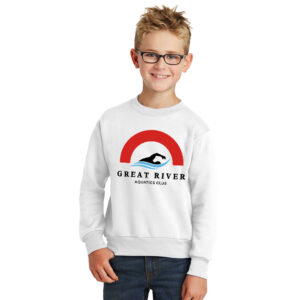 Great River Aquatics Youth Fleece Crewneck Sweatshirt-White