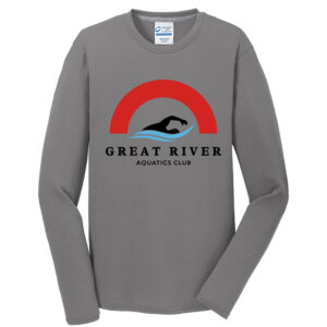 Great River Aquatics Men Long Sleeve Essential Blended Performance Tee-Medium grey
