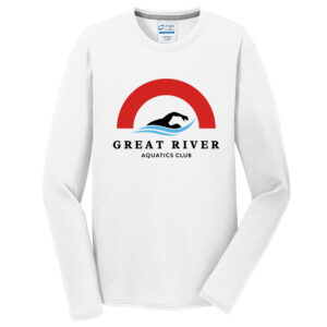 Great River Aquatics Men Long Sleeve Essential Blended Performance Tee-White
