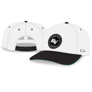 GV Football Rah-Rah 5-Panel Chino Twill Snapack Cap-White/Black/ Green Underbill PATCH DESIGN