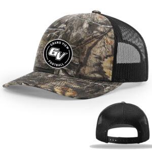GV Football Richardson Printed Trucker mesh snap back cap- Mossy Oak Country DNA Back PATCH DESIGN