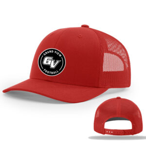 GV Football Richardson Pro Crown Mesh Back solid color Adjustable back cap Solid- Red PATCH DESIGN