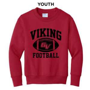 GV Football Youth Fleece Crewneck Sweatshirt-Red