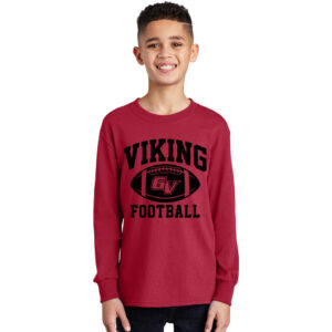 GV Football Youth Cotton Long Sleeve Tee-Red
