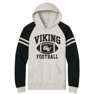 GV Football Jerzees Unisex NuBlend Varsity Colorblock Hooded Sweatshirt-Oatmeal Heather/Black