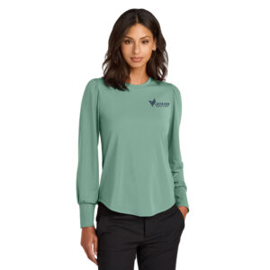 Jaybird Mercer and Mettle Women’s Stretch Jersey Long Sleeve Blouson Top-Sage