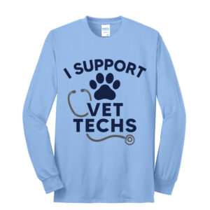 Vet Techs Unisex Cotton Long Sleeve Tee-Light Blue