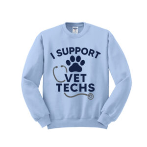 Vet Techs Unisex Fleece Crewneck Sweatshirt-Light Blue
