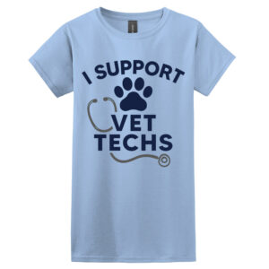 Vet Techs Women Softstyle Short Sleeve Tee-Light Blue