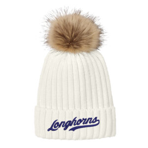 Longfellow Elementary Port Authority Faux Fur Pom Beanie-Marshmallow