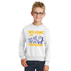 Longfellow Elementary Youth Fleece Crewneck Sweatshirt-White