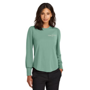 Make A Wish Iowa Mercer and Mettle Women’s Stretch Jersey Long Sleeve Blouson Top-Sage