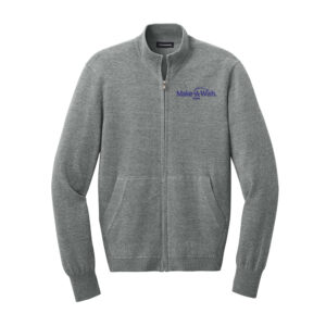 Make A Wish Iowa Port Authority Men Easy Care Full-Zip Sweater-Medium Heather Grey