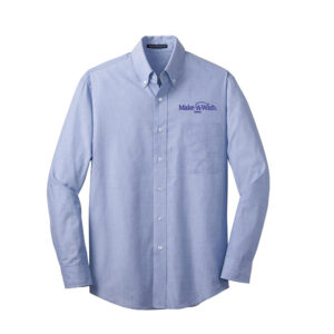 Make A Wish Iowa Port Authority Crosshatch Easy Care Shirt Men-Chambray Blue