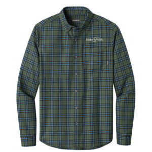 Make A Wish Iowa Eddie Bauer men Long Sleeve Favorite Flannel Plaid Shirt-Soft Olive Plaid