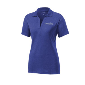 Make A Wish Iowa Sport Tek Ladies Heather Contender Polo-Cobalt Heather