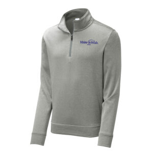 Make A Wish Iowa Sport-Tek Men PosiCharge Sport-Wick Heather Fleece 1/4 Zip Pullover-Dark Silver Heather