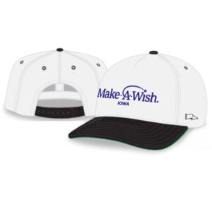 Make A Wish Iowa Rah-Rah 5-Panel Chino Twill Snapack Cap-White/Black/Green Underbill