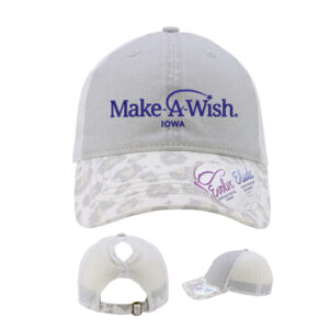 Make A Wish Iowa Infinity Her Women’s Printed Visor with Mesh Back Cap-Grey Snow Leopard