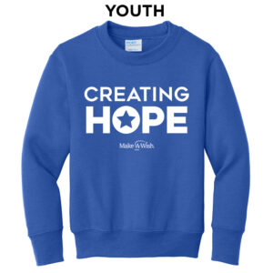 Make A Wish Iowa Youth Fleece Crewneck Sweatshirt-Royal