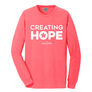 Make A Wish Iowa Unisex Beach Wash Pigment-Dyed Long Sleeve Tee-Neon Coral