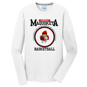 Maquoketa Boys BB Men Long Sleeve Essential Blended Performance Tee-White