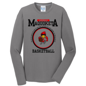 Maquoketa Boys BB Men Long Sleeve Essential Blended Performance Tee-Medium grey