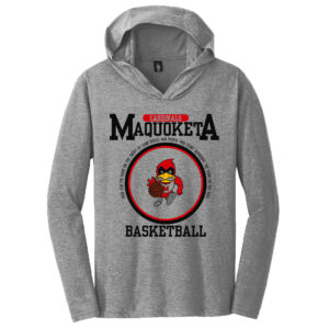 Maquoketa Boys BB District Made Mens Perfect Tri Long Sleeve Hoodie Tee-Grey Frost