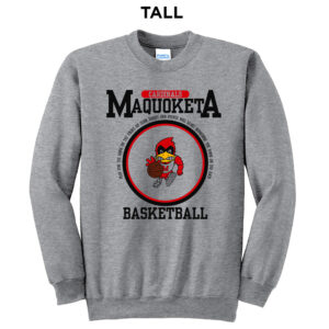 Maquoketa Boys BB Tall Fleece Crewneck Sweatshirt-Athletic Heather