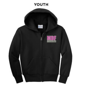 MDF Youth core fleece full zip hooded sweatshirt-Black