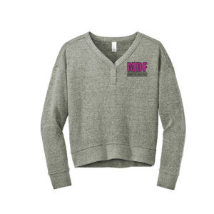 MDF District Women’s Perfect Tri Fleece V-Neck Sweatshirt CROP-Grey Frost