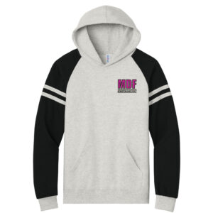 MDF Jerzees Unisex NuBlend Varsity Colorblock Hooded Sweatshirt-Oatmeal Heather/Black Ink