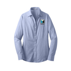 Menk Port Authority Ladies Crosshatch Easy Care Shirt-Chambray Blue