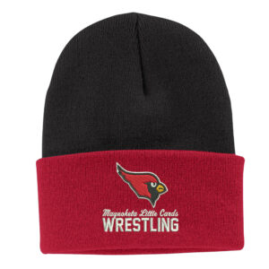 Maq Little Cards Wrestling Port Company Knit Cap with cuff-Black/Athletic red