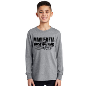 Maq Little Cards Wrestling Youth Cotton Long Sleeve Tee- Athletic Heather