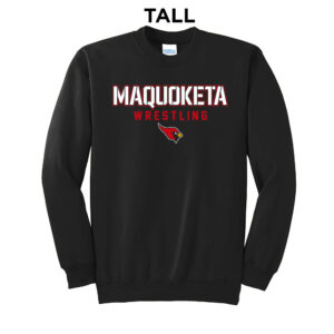 Maq Little Cards Wrestling Tall Fleece Crewneck Sweatshirt-Black