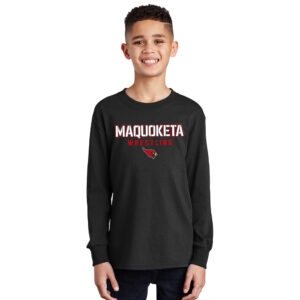 Maq Little Cards Wrestling Youth Cotton Long Sleeve Tee-Black