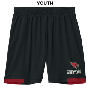 Maq Little Cards Wrestling Sport-Tek Youth Club 5” Short-Black/Red