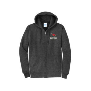 Maq Little Cards Wrestling Adult Company Classic Full-Zip Hooded Sweatshirt-Dark Heather Grey